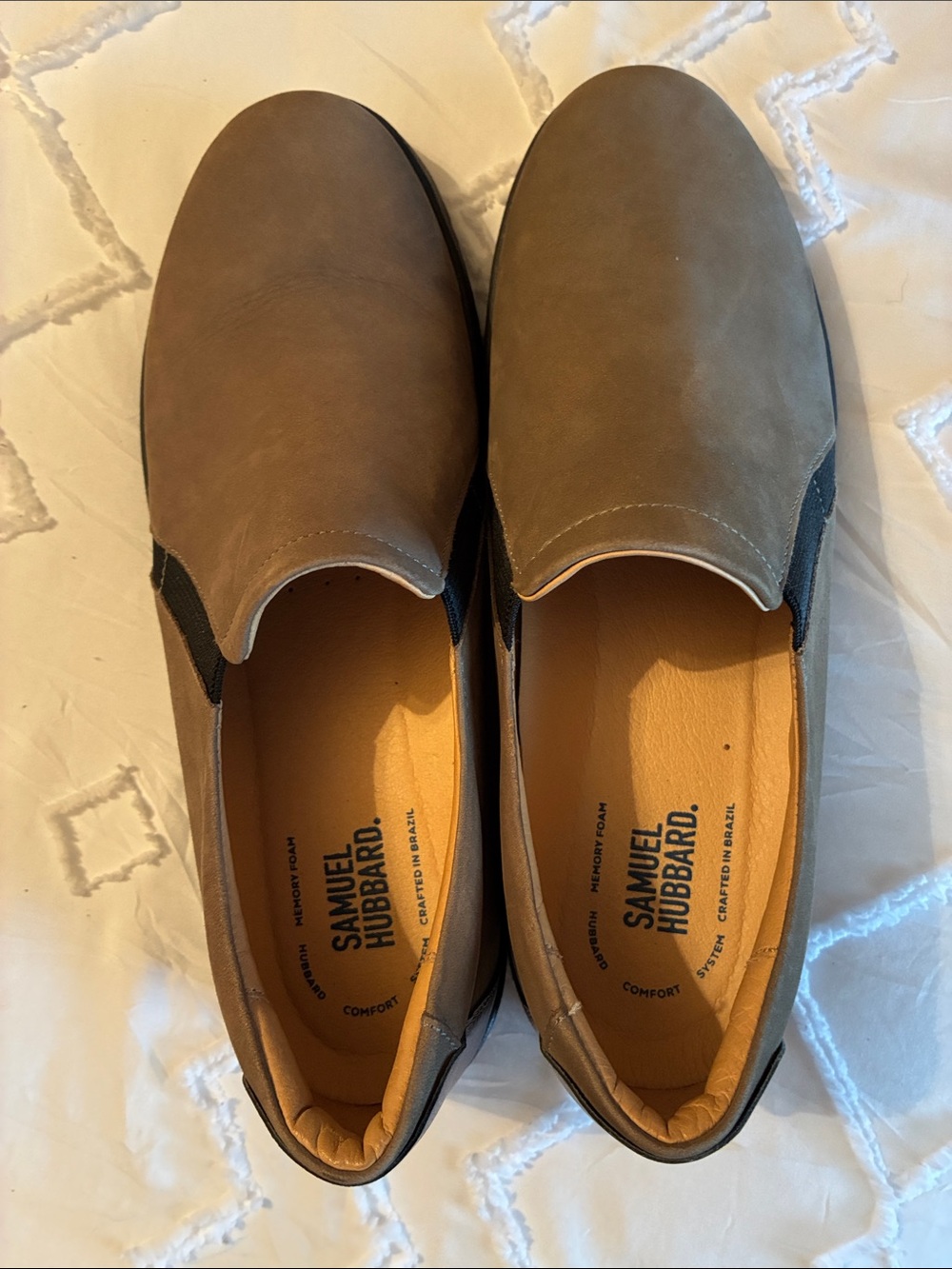 SAMUEL HUBBARD WOMEN’S FEATHERLIGHT MARINE SLIP-ON TAUPE NUBUCK